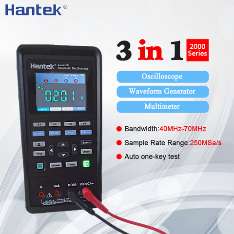 Hantek 3in1 Digital Handheld Oscilloscope+Waveform Generator+Multimeter Portable USB 2 Channels 40mhz  70mhz Test Meter Tools ► Photo 1/6