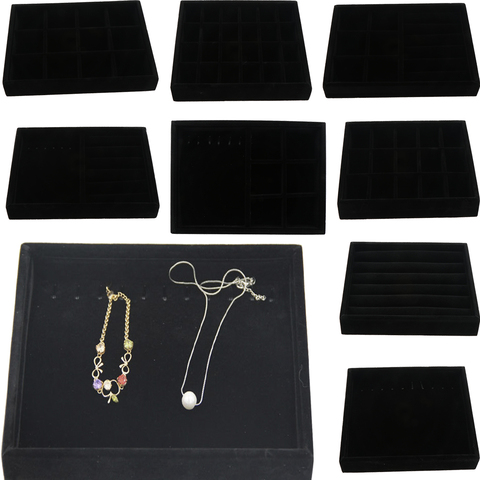 Black Velvet Drawer Jewlery Organizer Tray Display Necklace Earrings Showcase Multifunction Case ► Photo 1/6