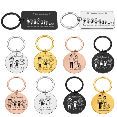 Personalized Family Keychain Engraved Family Gifts for Parents Children Present Keyring Bag Charm Families Member Gift Key Chain ► Photo 1/6