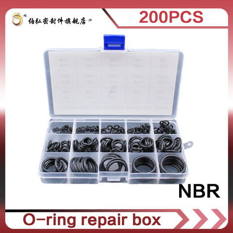 Nitrile Rubber 200pcs O Rings Wear-resistant waterproof and oil resistant O Ring Seal NBR Sealing O-rings Washer Rubber oring se ► Photo 1/5