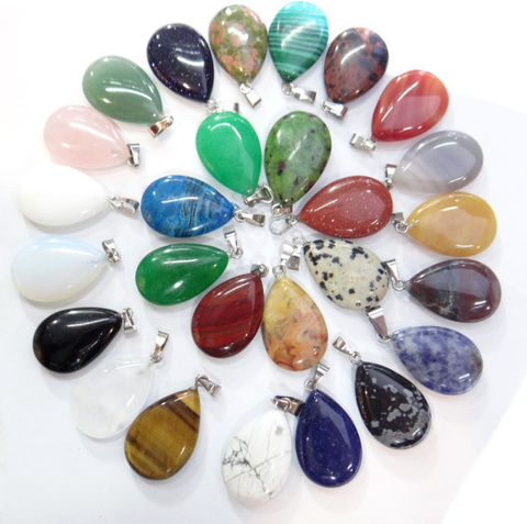 Natural stone tiger eye lapis Turquoises  Quartz Crystal Opal Teardrop pendants for diy jewelry making necklace Accessories12pcs ► Photo 1/6