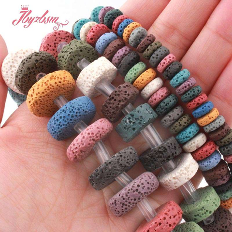 Natural Rondelle Heishi Lava Rock Bead Multicolor Loose Stone Beads For DIY Necklace Bracelats Jewelry Making Strand 7.5