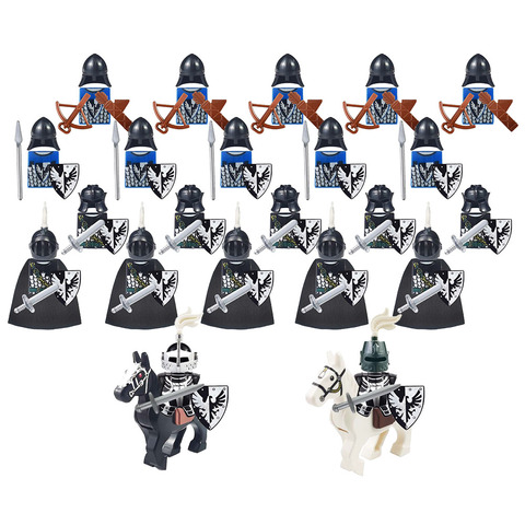 24pcs Dragoon Castle Evil Knight Sliver Hawk Knights Battle Steed Rome Cavalry Warrior Building Block Mini Figure ► Photo 1/1