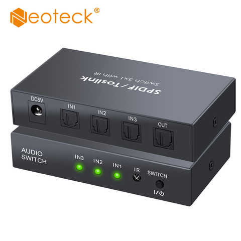 Neoteck 3x1 Digital Optical Audio Switcher SPDIF Toslink Switch Box with IR Remote Control  SPDIF/Toslink Audio Switch For DVD ► Photo 1/6