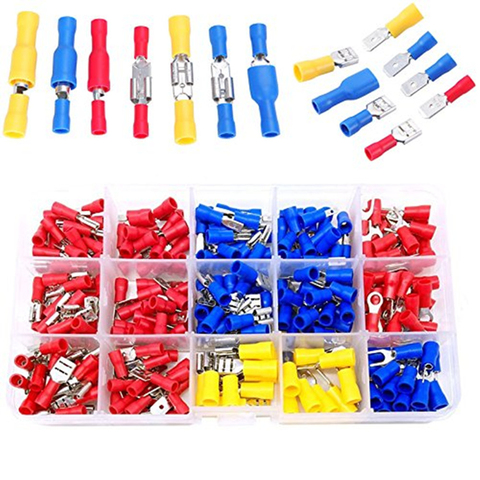 280PcsBox Cable Lugs Assortment Kit Wire Flat Female and Male Insulated Electric Wire Cable Connectors Crimp Terminals Set Kit ► Photo 1/1