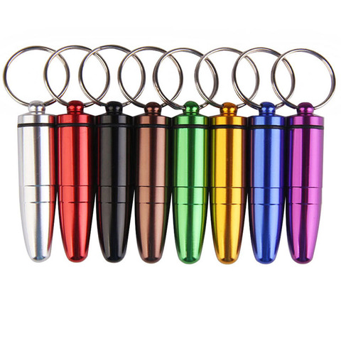 Waterproof Aluminum pill organizer Pocket Medicine Pill Container bullet Box Bottle Keychain tablet Drugs Capsule storage case ► Photo 1/6