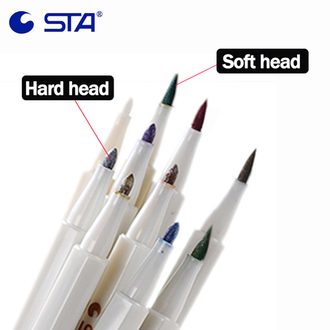 STA 6551 DIY Metallic Color Pens Drawing Painting Handbook Marker Pen For Black Paper Marker Hard/Soft Head Stationery Escolar ► Photo 1/6