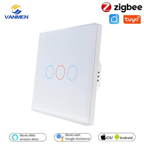 Tuya Zigbee Smart Light Switch Smart Home,Linkage Control ,Support Alexa/Google Home/Siri ,EU Standard Touch Wall Controler ► Photo 1/6
