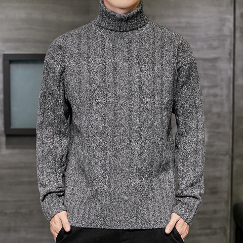 Mens Sweater Fashion Turtleneck Sweater Autumn Winter Solid Knitted Pullovers Men Causal Winter Clothes Knitted Sweater Men ► Photo 1/6