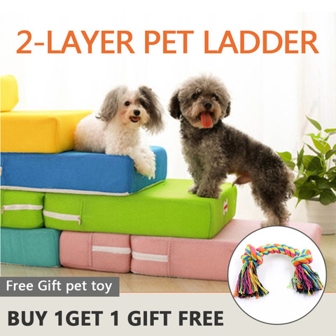 Foldable Dog Stairs Pet Bed Ramp Dog House 2 Steps Ladder For Small Old Dogs Detachable Dog Kennel Breathable Mat Pets Supplies ► Photo 1/6