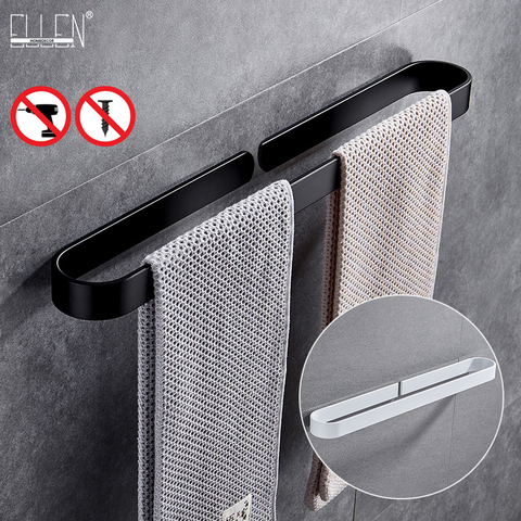 30-60cm Black Bath Towel Holder Bathroom Towel Rack No Punch Towel Rail Rack Towel Holder Bathroom Storage Shelf EL65B ► Photo 1/6