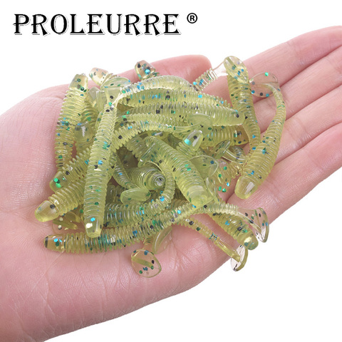 50pcs/lot Worms Fishing Lure 50mm 0.8g Jig Wobbler Soft Lure Minnow Wobbling Fake Fish T-tail Swimbait Bass Silicone Bait ► Photo 1/6