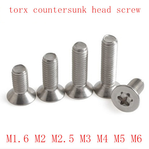 10/50pcs M1.6 M2 M2.5 M3 M4 M5 M6 304 A2-70 stainless steel GB2673 Six-Lobe Torx Flat Countersunk Head Screw Six Lobe Bolt ► Photo 1/2