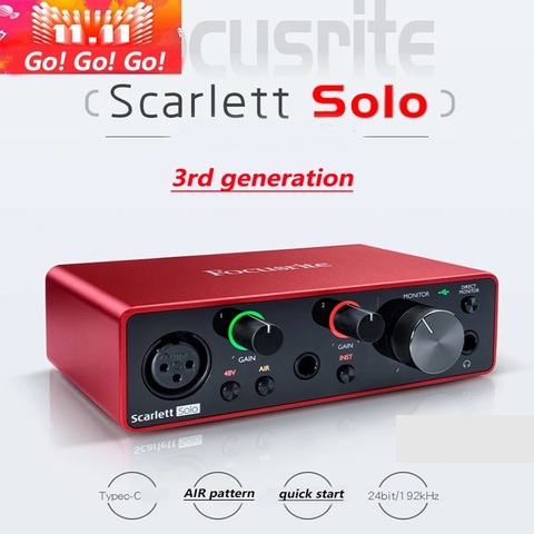 New upgraded Focusrite Scarlett Solo(3rd gen)USB audio interface guitar recording sound card,AIR mode 24-bit/192kHz AD-converter ► Photo 1/6