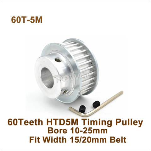 POWGE 60 Teeth 5M Timing Pulley Bore 10-25mm Fit Width 15/20mm HTD 5M Timing Belt 60T 60Teeth HTD 5M Synchronous Pulley ► Photo 1/5