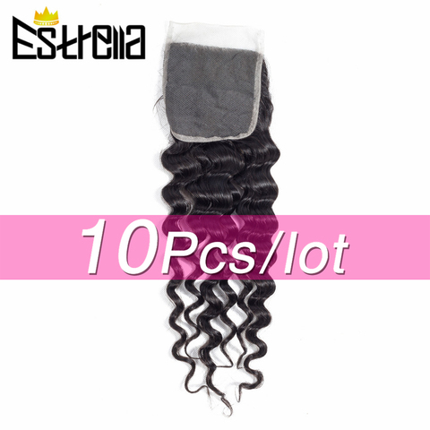 Malaysia Deep Wave Lace Closure Natural Color 100% Human Hair 4x4 Lace Closure Swiss Lace Closure Remy Hair Closures Hand Tied ► Photo 1/6