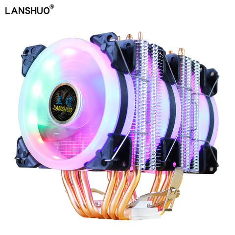 LGA X79 X99 CPU radiator RGB 6 heat pipe twin tower cooler 90mm 3Pin Cpu cooling fan for Intel 775 1155 1366  2011 AMD3 AM4 ► Photo 1/6