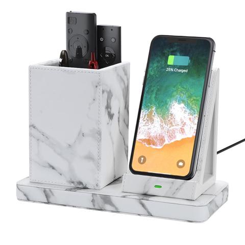 2022 New Design Storage Boxes & Bin Pen Holder with Wireless Charging Stand for iPhone/ Samsung/ Huawei Mobile Phone Charge ► Photo 1/6