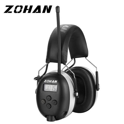 ZOHAN Digital AM/FM Radio Ear Muffs Electronic Ear Protection Noise canceling Professional Hearing Protector Radios Headphone ► Photo 1/6