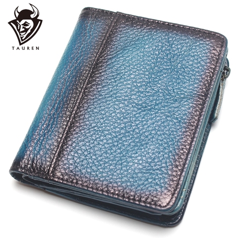 Natural Leather RFID Blocking Men's Top Layer Leather Brushed Wallet Handmade Retro Wallet Pure Leather Leather Coin Purse ► Photo 1/6