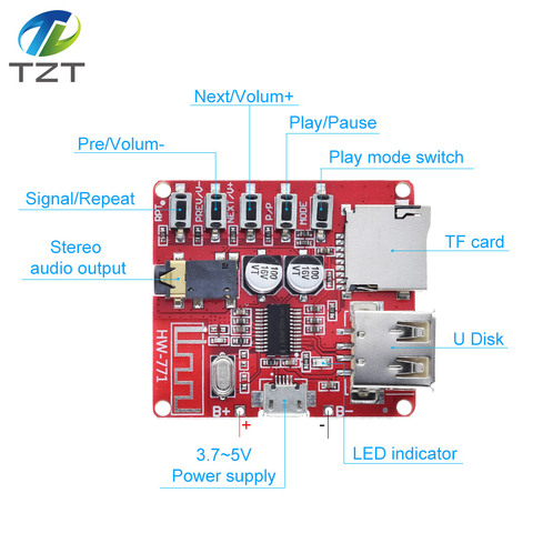 MP3 Bluetooth Decoder Board Lossless Car Speaker Audio Amplifier Board Modified Bluetooth 4.1 Circuit Stereo Receiver Module 5V ► Photo 1/6