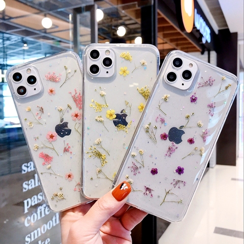 Dry Flower Transparent Phone Case For iphone 11 12 mini Pro Max XS X XR 6 6S 7 8 plus SE 2022 Soft Shockproof Cases Cover ► Photo 1/6
