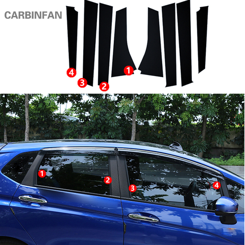 8pcs/set Car Styling Window B Column Pillar Carbon Fiber Sticker Trim For Honda Fit/Jazz GK5 3rd GEN 2014-2017 Car Sticker C603 ► Photo 1/6