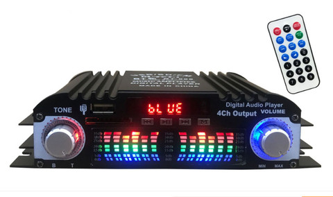 DC12V 40W+40W mini 4 channel Bluetooth Car home Computer digital audio amplifier remote control FM radio USB SD music palyer ► Photo 1/6