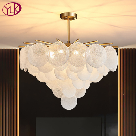 Luxury modern ceiling chandelier lighting for living room round white glass lighting fixtures gold home decoration lamps ► Photo 1/1