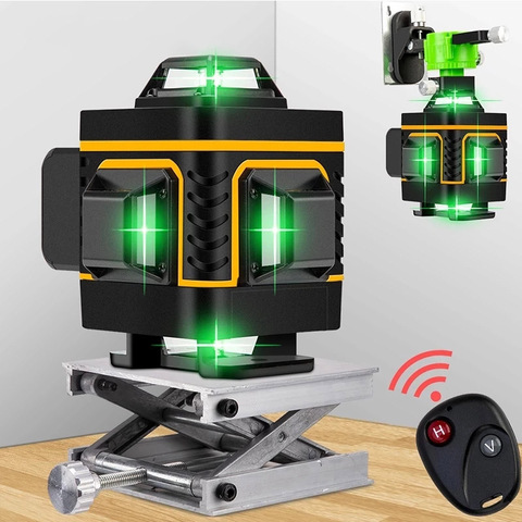 16 Lines 4D Green Laser Level Self-Leveling Wireless Remote 360 Horizontal & Vertical Cross Lines With Battery & Wall Bracket ► Photo 1/6
