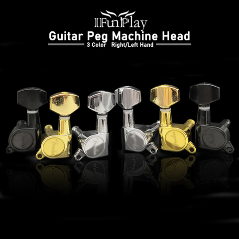 6PCS Guitar Tuning Pegs Tuner Machine Heads DIY FD Logo tuning peg machine head Chrome-Gold-Black ► Photo 1/6