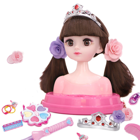 Fashion Stylist Kids Makeup Beauty Toys For Children Half Body Hairstyle Doll Long Hair Pretend Play Toys Girls Birthday Gift ► Photo 1/6