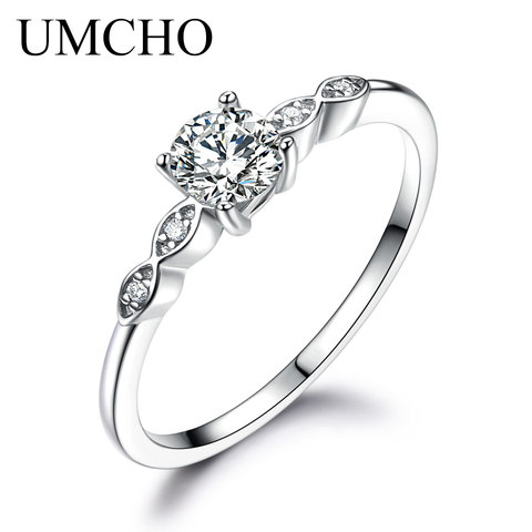 UMCHO Silver 925 Jewelry Luxury Bridal Cubic Zirconia Rings for Women  Solitaire Engagement  Wedding Band Party Gift Jewelry New ► Photo 1/5