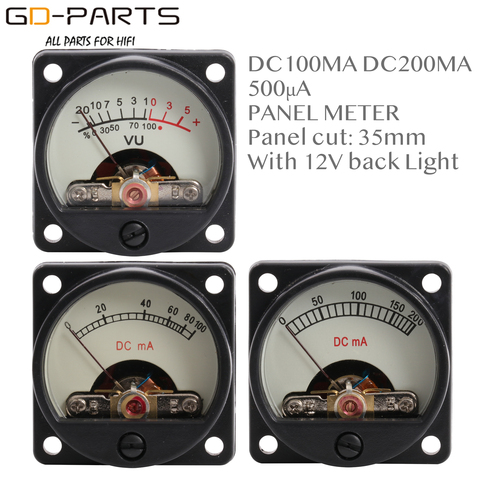 35mm DC100mA DC200mA 500UA VU Panel Meter Ampere Meter With 12V Warm Back Light For Vintage 300B KT88 EL34 211 845 Tube AMP DIY ► Photo 1/6