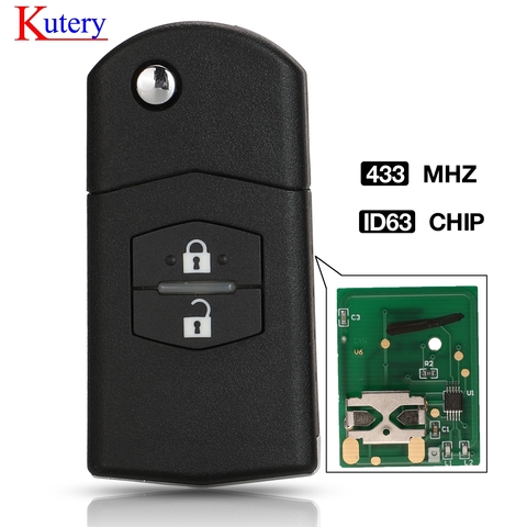 kutery Upgraded Flip Remote Car Key 2 Button 433MHz 4D63 Chip for Mazda 2 3 6 CX7 CX9 RX8 Visteon Model No. 41521 ► Photo 1/6