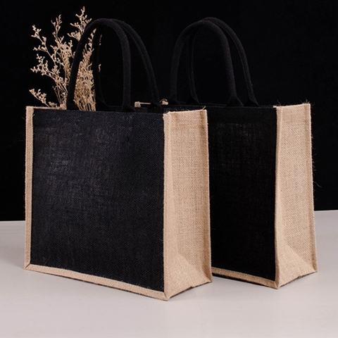 Reusable Jute Tote Bag Eco Friendly Burlap Grocery Bags for Shopping Beach X7YA ► Photo 1/6