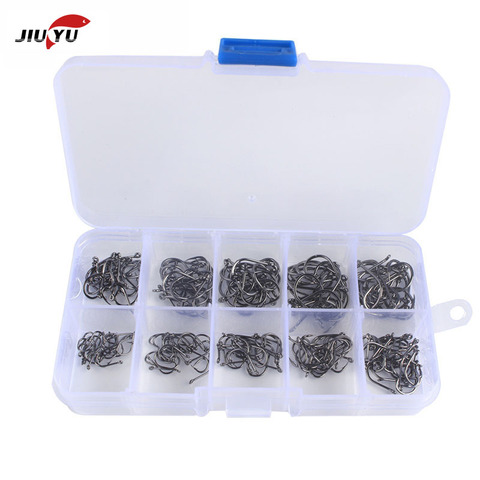 100/200pcs  High Carbon Steel Fishing Hooks Set Single Circle Barbed Fishhook Fly Fishing Carp Hooks Sea Tackle Accessories ► Photo 1/6