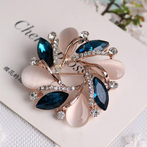 High-Grade Jewelry Clothing Accessories Flower Brooch Korean Style Bauhinia Opal Flower Corsage Crystal Rhinestone Brooch Pin ► Photo 1/6