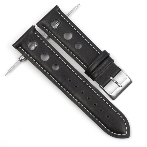 Onthelevel Handmade Breathable Watch Strap Belts 18mm 20mm 22mm 24mm Genuine Leather Black Strap Soft Wist Bracelet Watch Band ► Photo 1/6