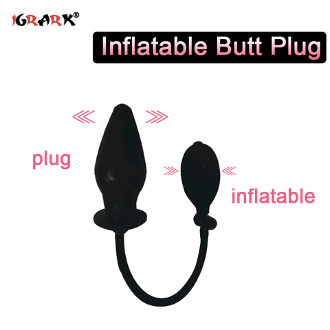 Soft Black Pump Up Air-Filled Silicone Inflatable Anal Dildo Butt Plug  Dilator Anus Massager Sex Toy for Women Men Gay ► Photo 1/6