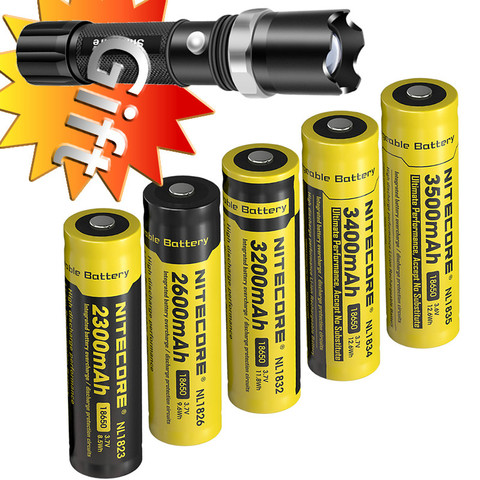 Wholesale NITECORE 18650 3.7V Li-ion Protected Rechargeable Battery NL1823 NL1826 NL1832 NL1834 NL1835 Button Top for Flashlight ► Photo 1/6