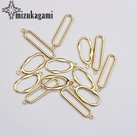6pcs/lot Zinc Alloy Golden Geometric Rectangle Oval Charms Connector For DIY Fashion Earrings Jewelry Accessories ► Photo 1/6