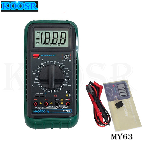 MASTECH MY63 2000 counts Digital Multimeter DMM w/ Temperature Capacitance & hFE Testers Meters Ammeter Megohmmeter ► Photo 1/6
