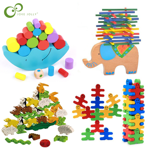 Baby Early Learning Toy Wood Moon Elephant Animals Balancing Educational Toys Building Blocks Kids Children Balancing Toys ZXH ► Photo 1/6