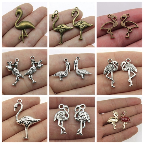20pcs Charms Stork Baby Bird Antique Bronze Silver Color Pendants Making DIY Handmade Tibetan Bronze Jewelry ► Photo 1/6