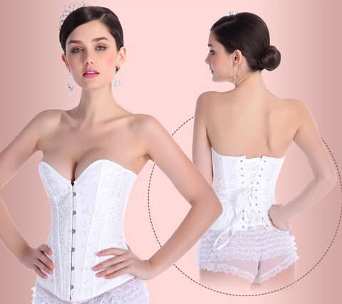 Women Wedding Dress Women Corset Sexy Slim Burlesque Body Shaper Strapless Overbust Boned Lace upCorset Bustier Overbust Corset ► Photo 1/6