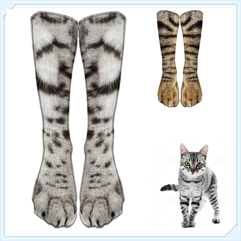 Cute Cat Claw Cotton 3D Print Adult Animal Paw Sock Unisex Crew Cat Long Stock Elastic Breathable Sock Dog Horse Zebra Pig Paw ► Photo 1/6