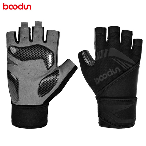 Boodun Men Weight Lifting Gloves Half Finger Gym Fitness Gloves with Wrist Wrap Support Crossfit Sport Training Workout Gloves ► Photo 1/6