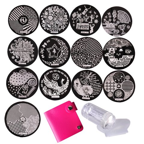 30/10pc Nail Plates+ Clear Jelly Silicone Nail Art Stamper Scraper with Cap Stamping Template Image Plates Nail Stamp Plate Tool ► Photo 1/6
