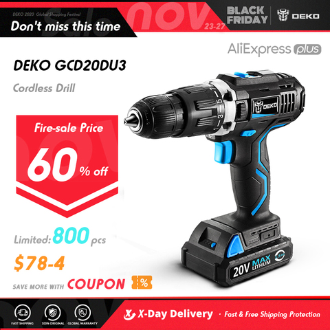 DEKO GCD20DU3 20V MAX Cordless Drill Electric Screwdriver Engraver Mini Drill Lithium-Ion LED Light Home DIY Fast Charger ► Photo 1/1